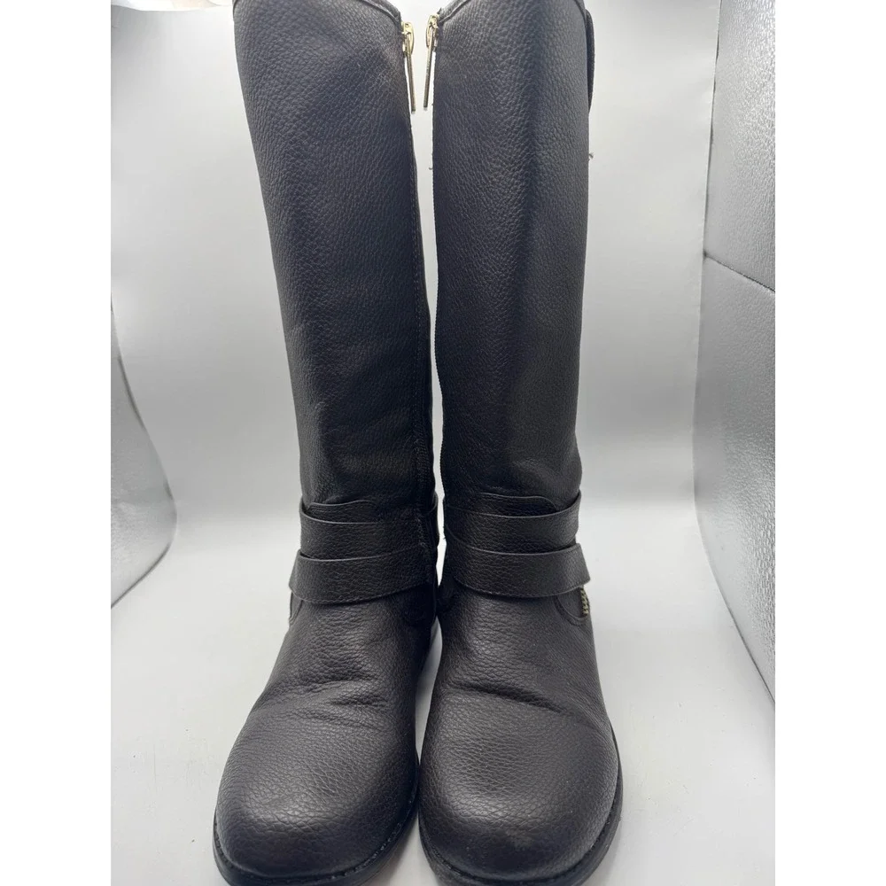 Michael Kors‎ Kids Tall Riding Boots MK Logo Side Zip Brown Size 2